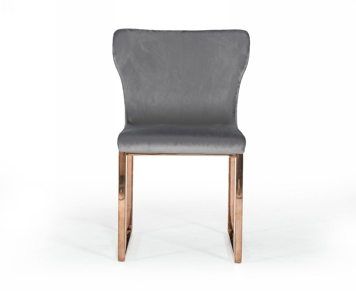 Gray Rosegold Velvet Dining Chair By Homeroots | Dining Chairs | Modishstore - 2