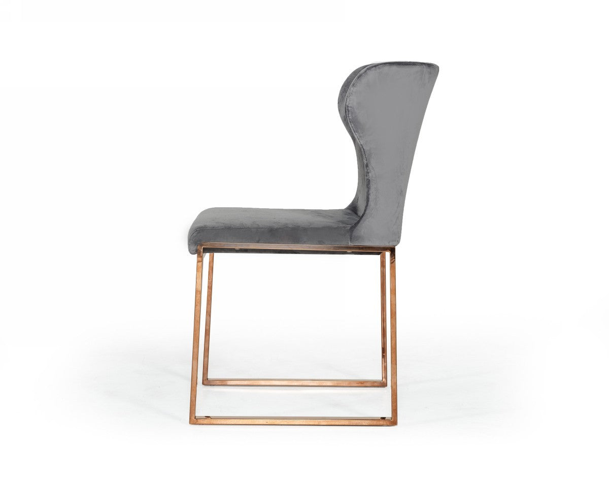 Gray Rosegold Velvet Dining Chair By Homeroots | Dining Chairs | Modishstore - 3