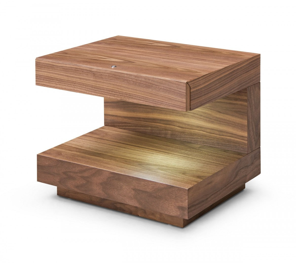 Contemporary Led Lit Walnut Nightstand With One Drawer By Homeroots | Nightstands | Modishstore - 2