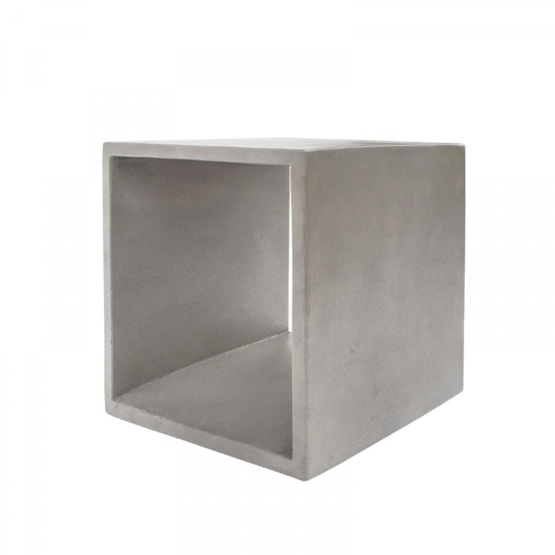 Minimalist Dark Gray Concrete Open Cube End or Side Table By Homeroots | End Tables | Modishstore