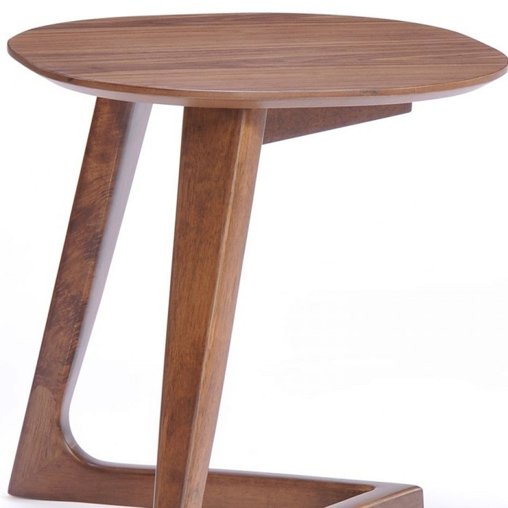 Mod Walnut Wood Asymmetric End Table By Homeroots | End Tables | Modishstore - 5