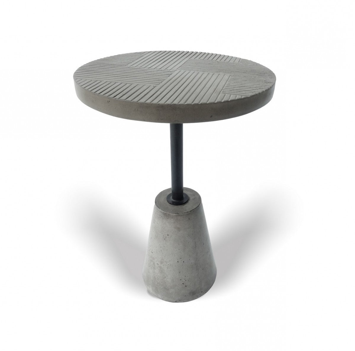 Mod Textured Gray Concrete and Black Metal Pedestal End Table By Homeroots | End Tables | Modishstore - 2