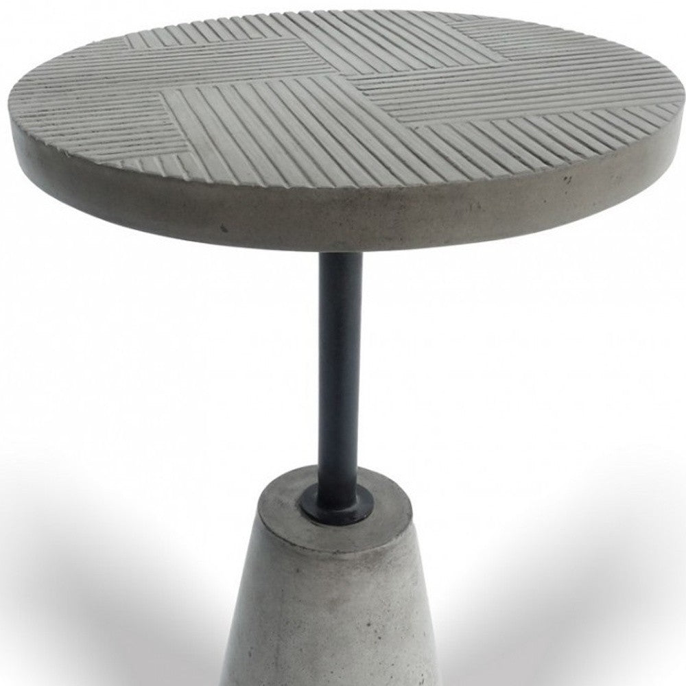 Mod Textured Gray Concrete and Black Metal Pedestal End Table By Homeroots | End Tables | Modishstore - 3