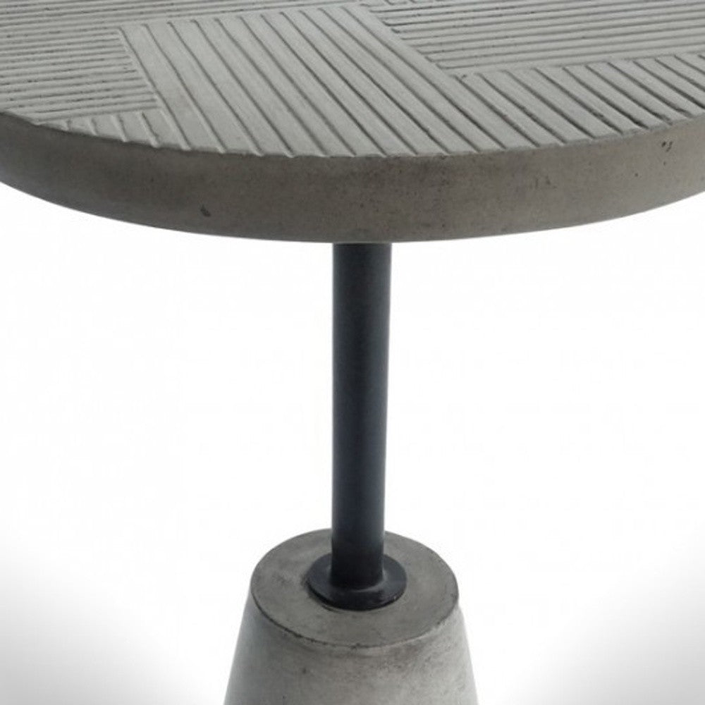 Mod Textured Gray Concrete and Black Metal Pedestal End Table By Homeroots | End Tables | Modishstore - 4