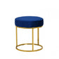Compact Blue Velvet And Gold Round Ottoman By Homeroots | Ottomans | Modishstore