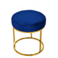 Compact Blue Velvet And Gold Round Ottoman By Homeroots | Ottomans | Modishstore - 3