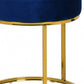 Compact Blue Velvet And Gold Round Ottoman By Homeroots | Ottomans | Modishstore - 6