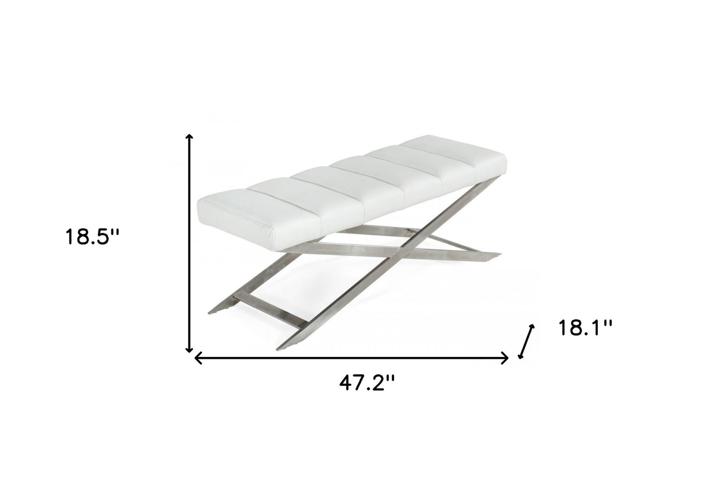 47" White And Gray Upholstered Faux leather Dining bench By Homeroots | Benches | Modishstore - 8