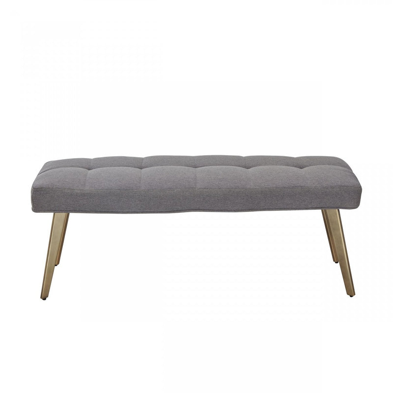 47" Gray And Gold Upholstered Linen Blend Dining bench By Homeroots | Benches | Modishstore