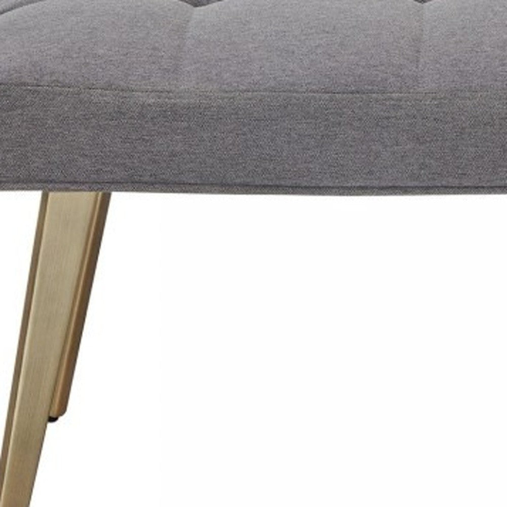 47" Gray And Gold Upholstered Linen Blend Dining bench By Homeroots | Benches | Modishstore - 7