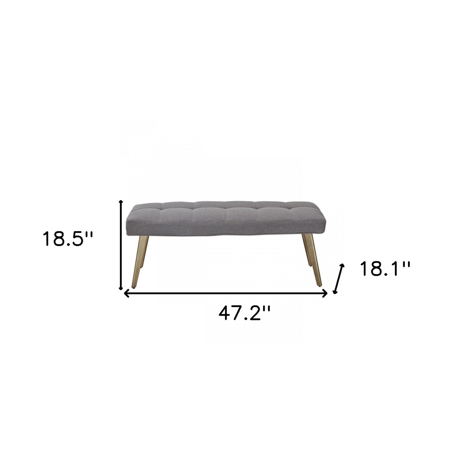 47" Gray And Gold Upholstered Linen Blend Dining bench By Homeroots | Benches | Modishstore - 8