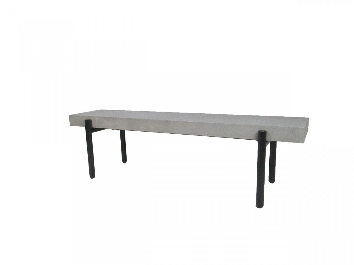 63" Gray And Black Concrete Dining bench By Homeroots | Benches | Modishstore - 2