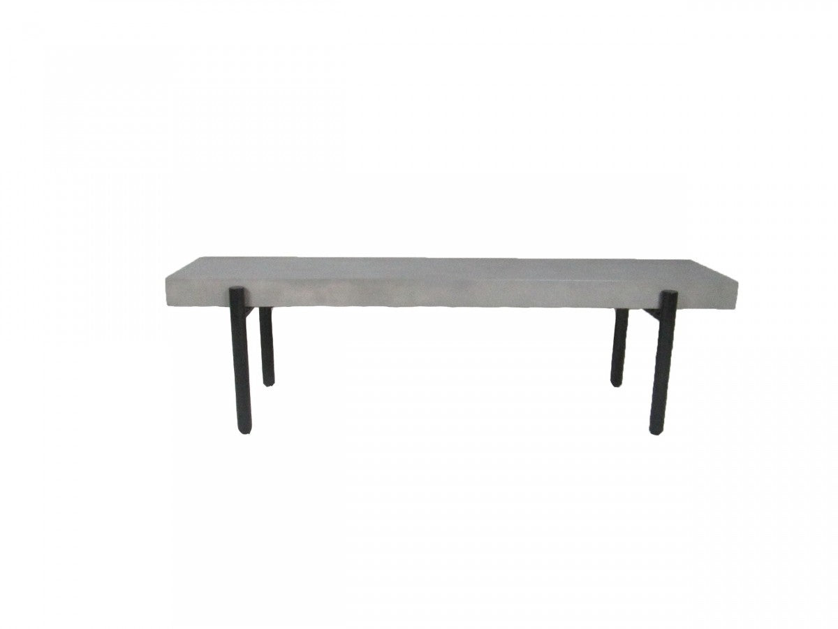 63" Gray And Black Concrete Dining bench By Homeroots | Benches | Modishstore - 3