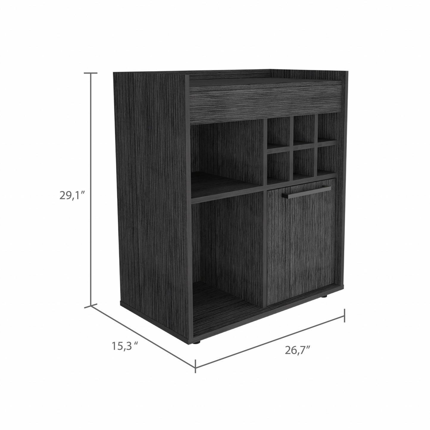 Smokey Oak Bar Cabinet with One Door Panel By Homeroots | Cabinets | Modishstore - 3