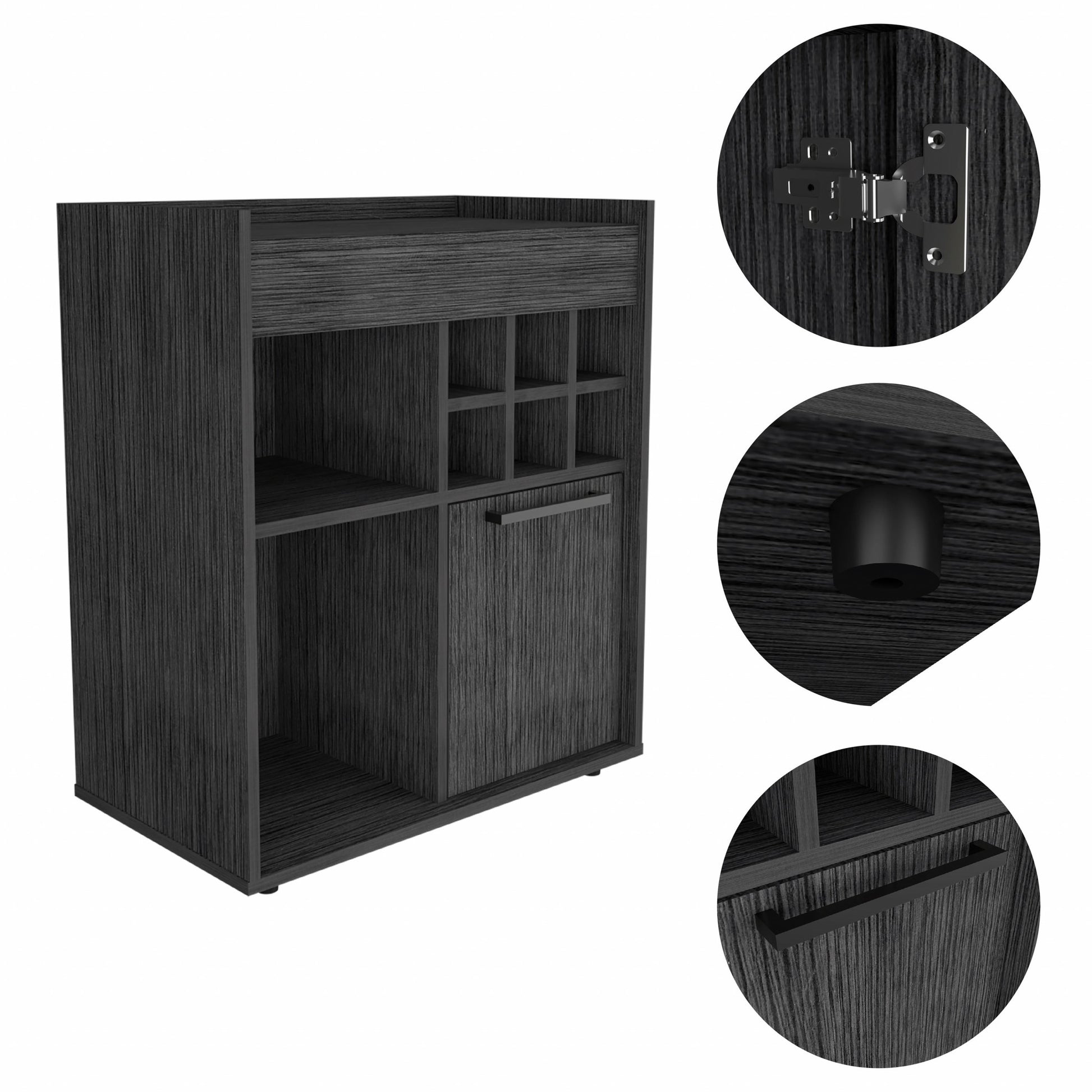 Smokey Oak Bar Cabinet with One Door Panel By Homeroots | Cabinets | Modishstore - 4