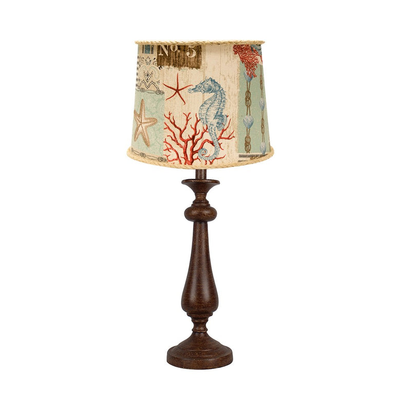 Brown Candlestick Ocean Postcard Table Lamp By Homeroots | Table Lamps | Modishstore