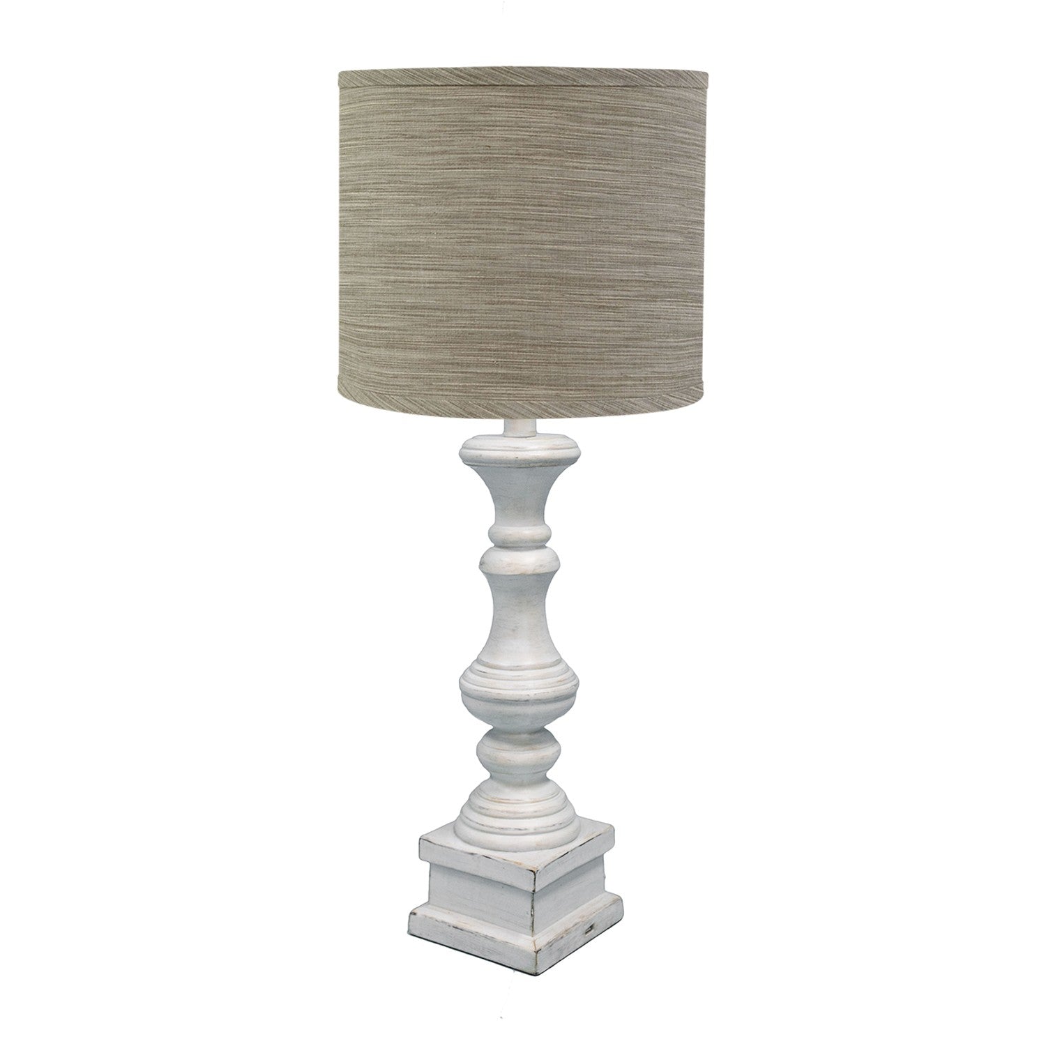 Distressed Whitewash Beige and White Striped Shade Table Lamp By Homeroots | Table Lamps | Modishstore - 2