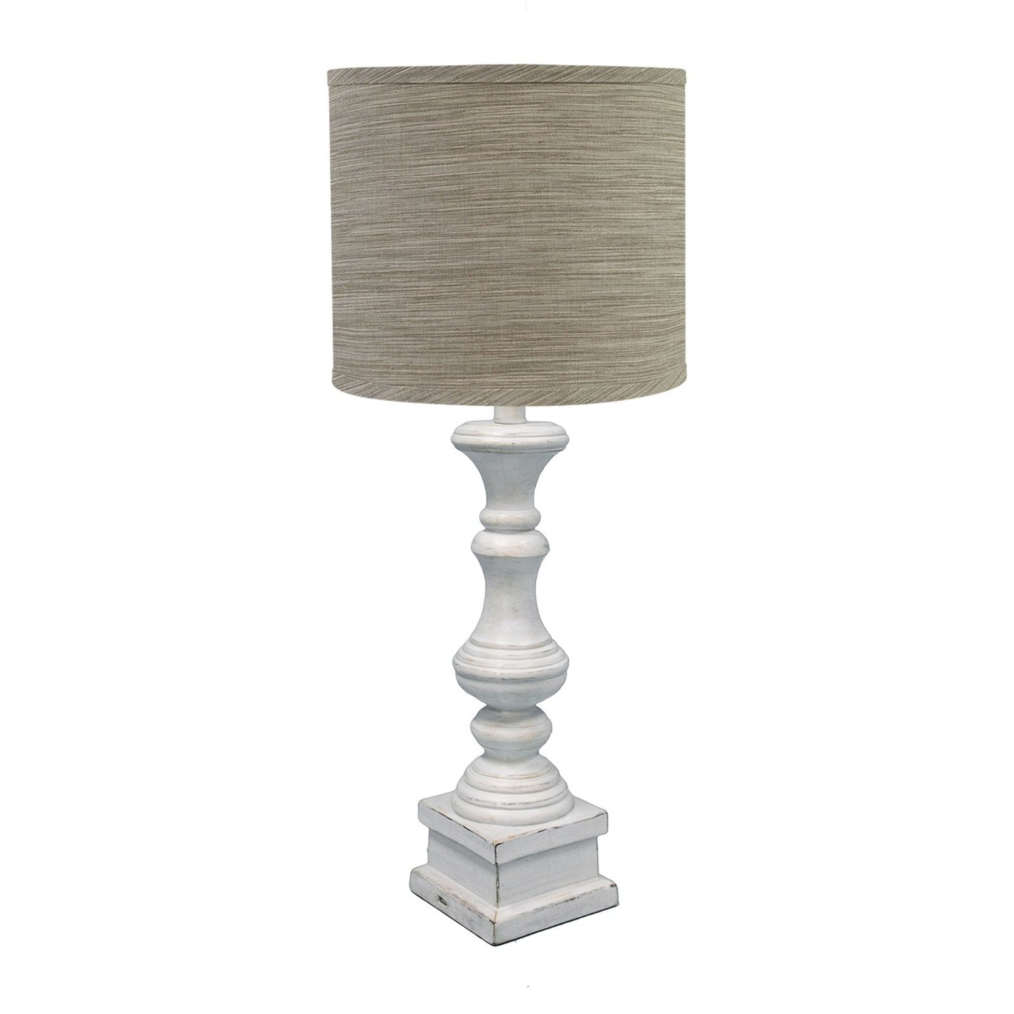 Distressed Whitewash Beige and White Striped Shade Table Lamp By Homeroots | Table Lamps | Modishstore - 3