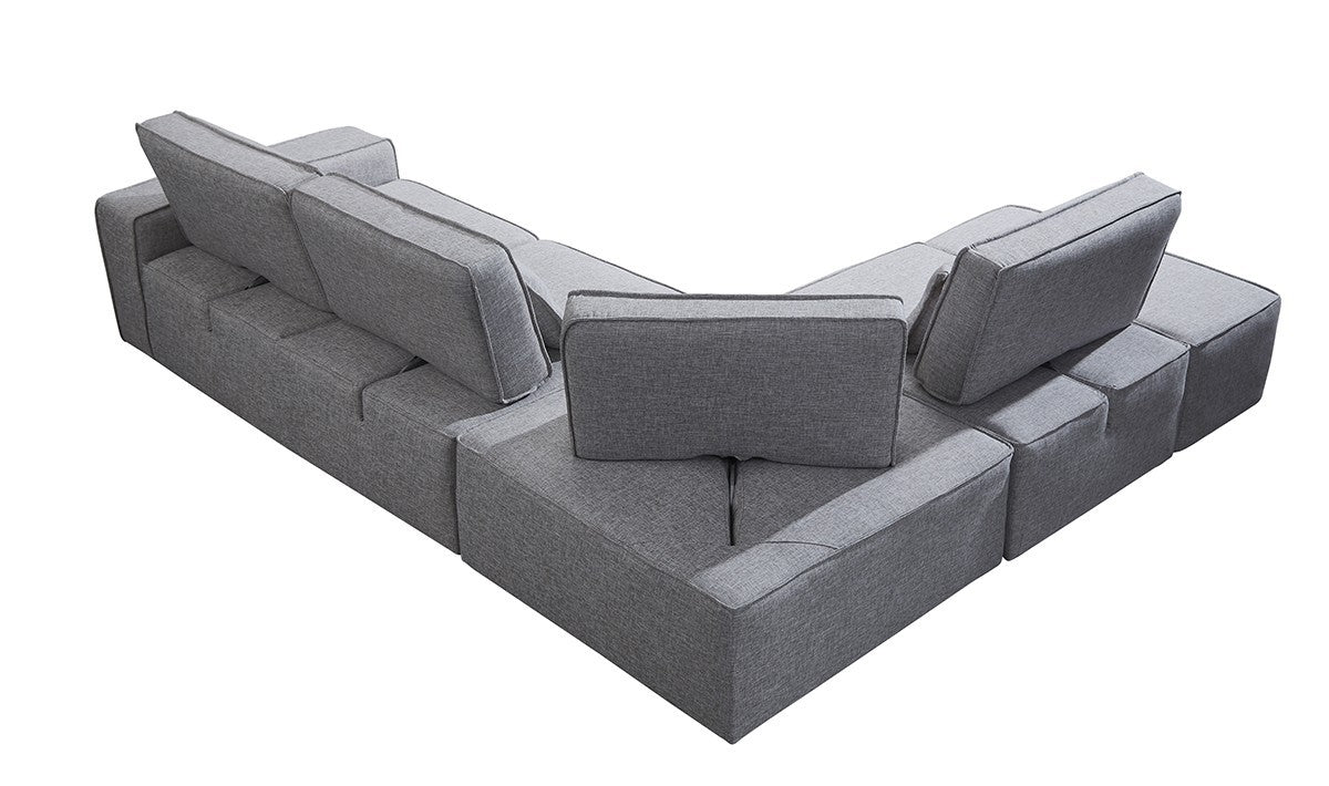 Mod Light Gray Fabric Right Facing Sectional Sofa with Ottoman By Homeroots | Sectional | Modishstore - 5