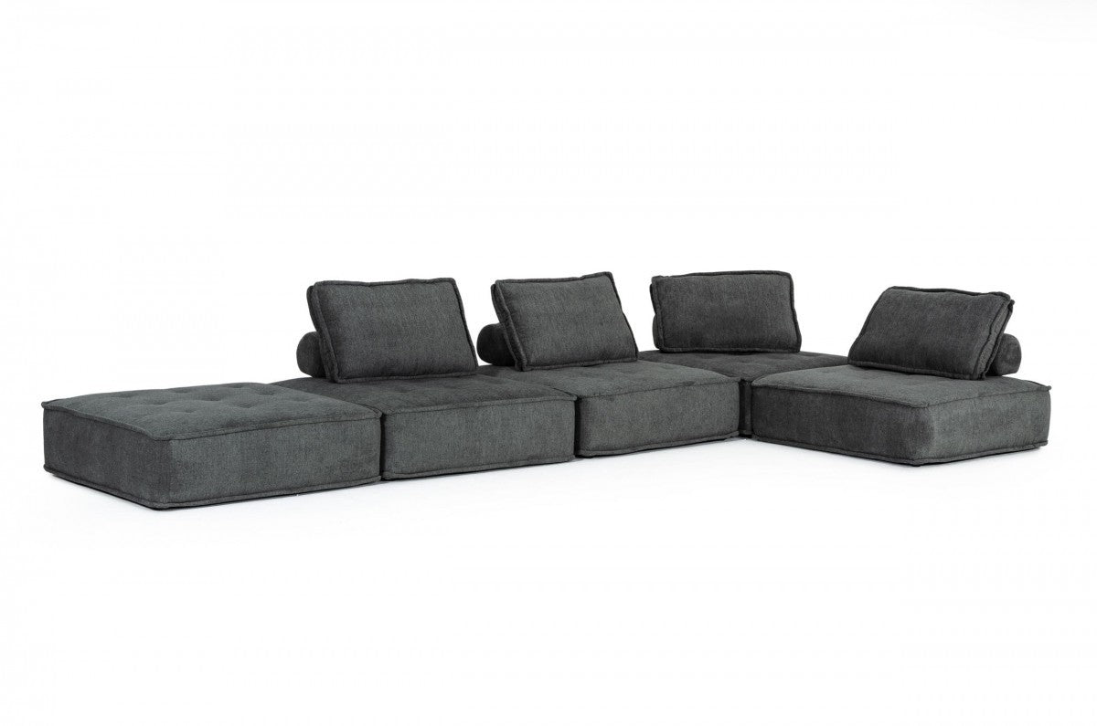 Modern Charcoal Gray Floor Pillow Modular Sectional Sofa By Homeroots | Sectional | Modishstore - 2