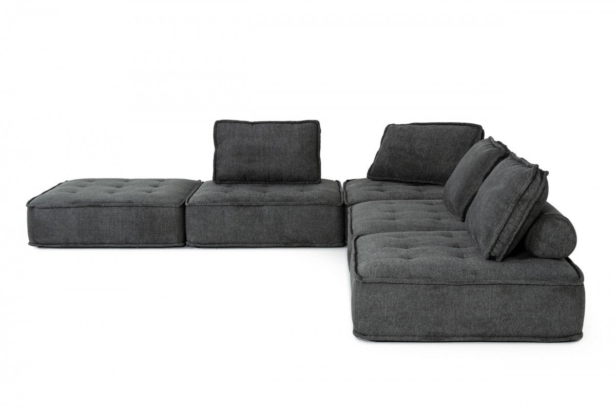 Modern Charcoal Gray Floor Pillow Modular Sectional Sofa By Homeroots | Sectional | Modishstore - 3