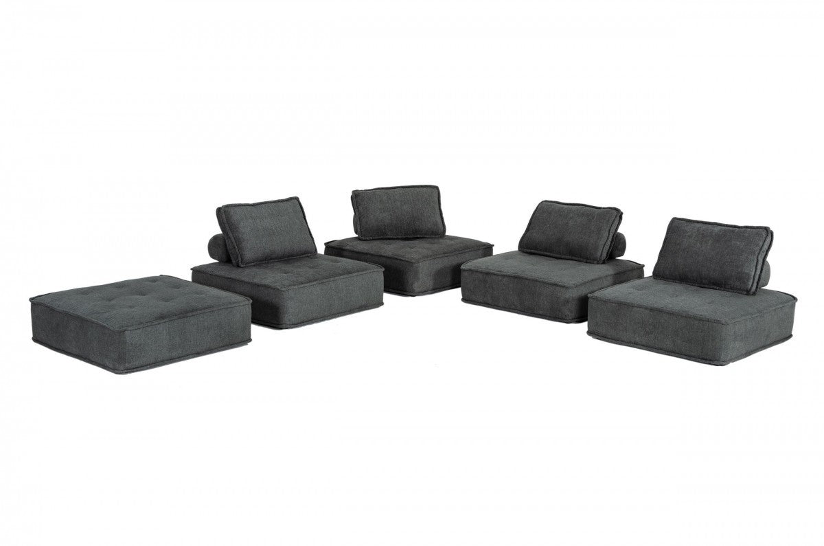 Modern Charcoal Gray Floor Pillow Modular Sectional Sofa By Homeroots | Sectional | Modishstore - 4