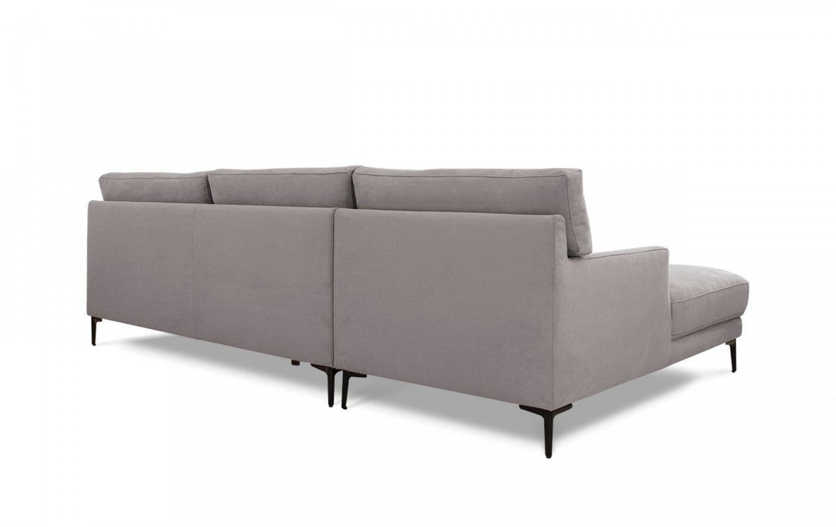 Contemporary Soft Gray Squared Edge Left Facing Sectional Sofa By Homeroots | Sectional | Modishstore - 2