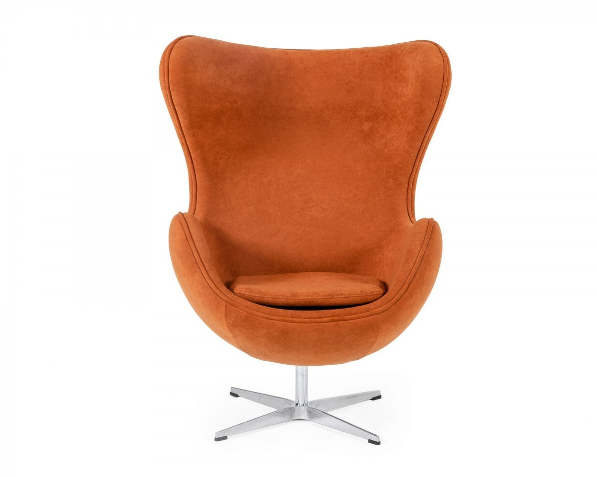 Stylish Mid Century Dark Orange Fabric Swivel Accent Chair By Homeroots | Accent Chairs | Modishstore - 3