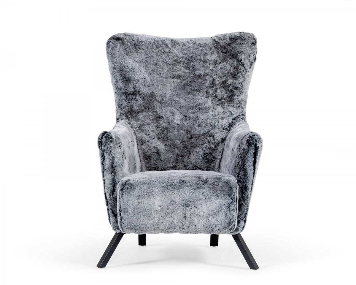 Mid Century Glam Grey Faux Fur Accent Chair By Homeroots | Accent Chairs | Modishstore - 2