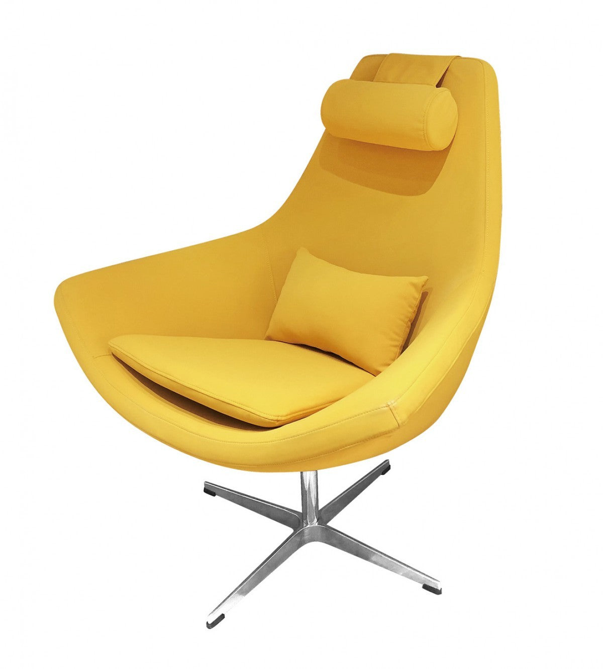 Modern Yellow Faux Leather And Steel Swivel Chair By Homeroots