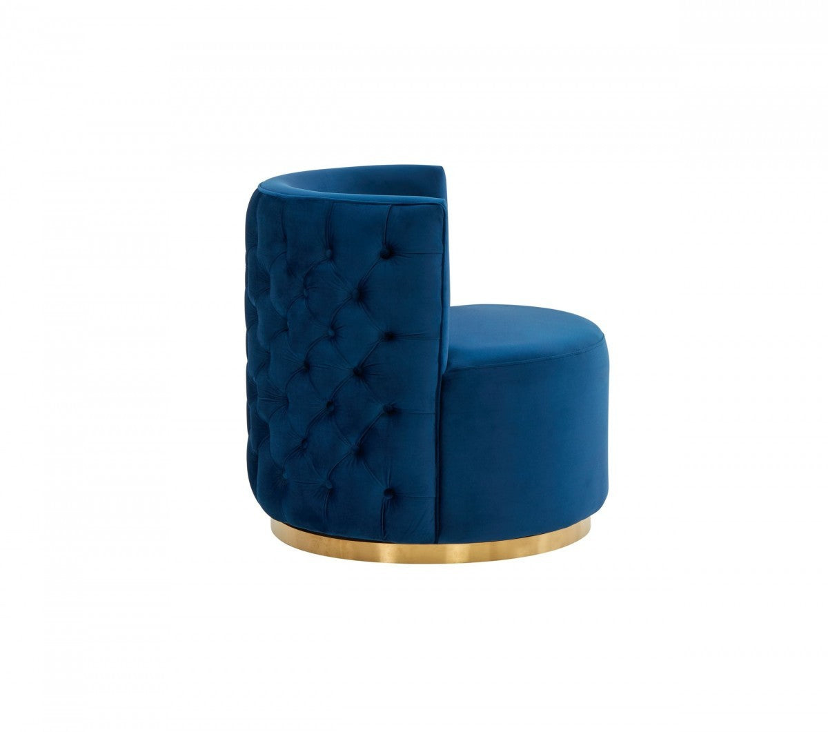 Stylish Blue Velvet And Gold Steel Chair By Homeroots | Accent Chairs | Modishstore - 4