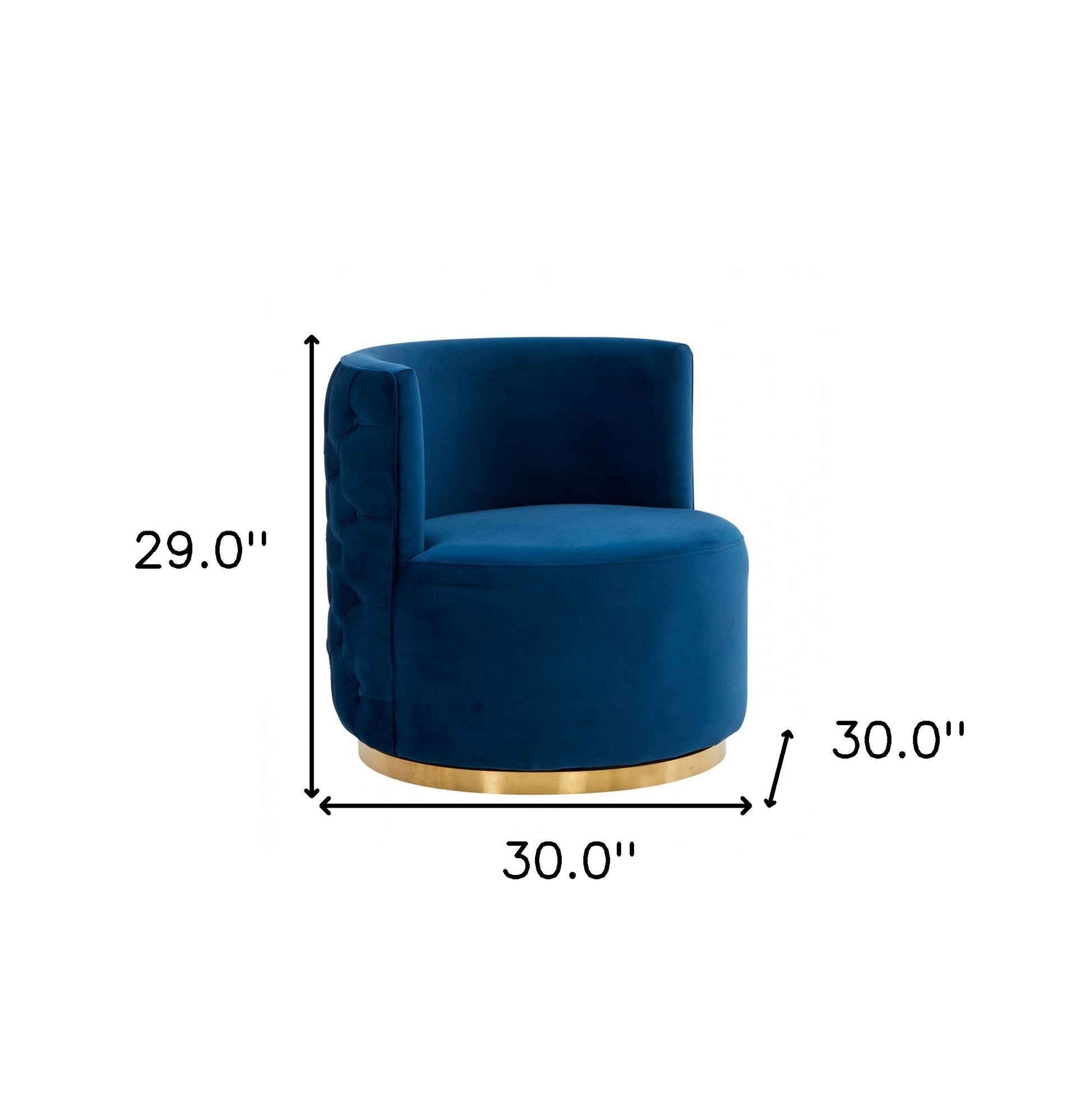 Stylish Blue Velvet And Gold Steel Chair By Homeroots | Accent Chairs | Modishstore - 7