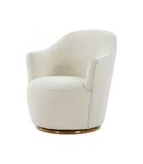 Stylish Sherpa And Gold Metal Swivel Chair By Homeroots
