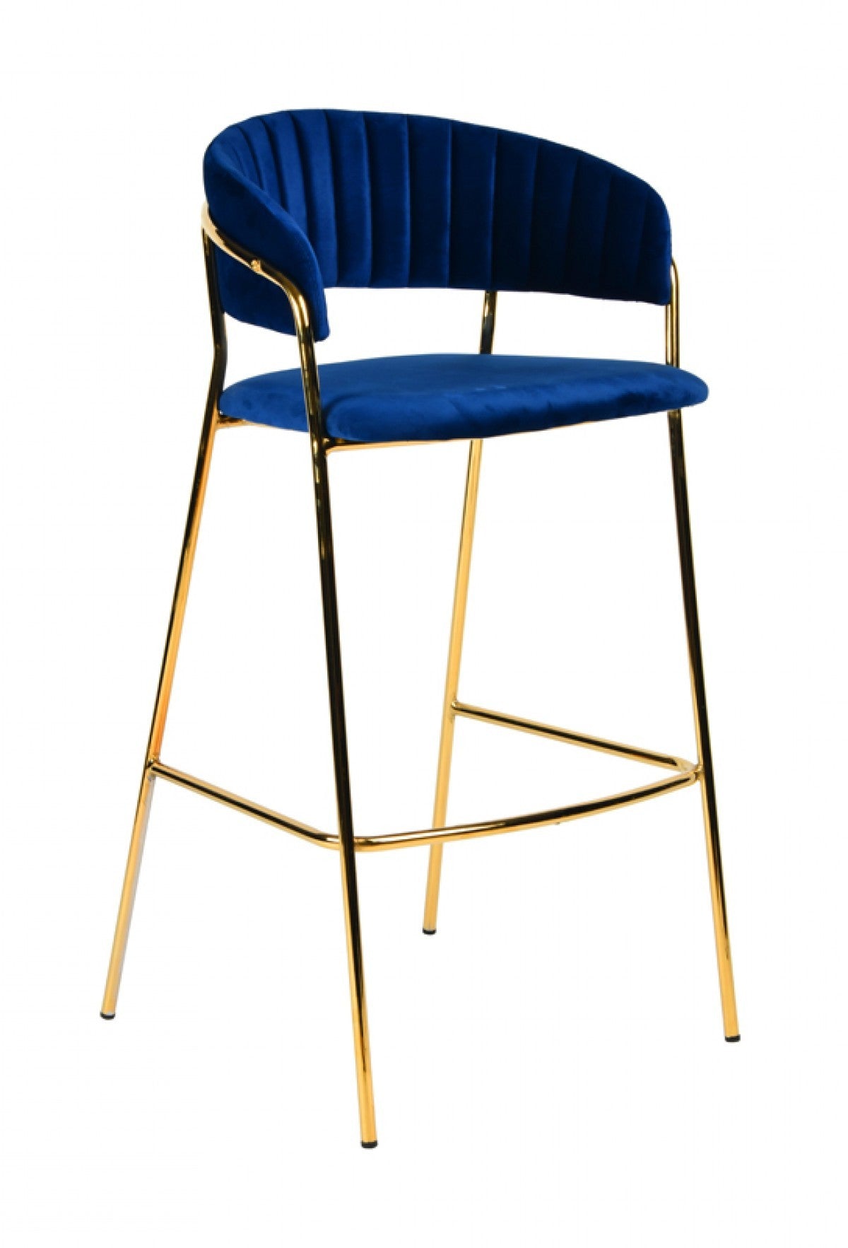 Set Of Two 40" Blue And Golden Steel Low Back Bar Height Bar Chairs With Footrest By Homeroots | Bar Stools | Modishstore - 3