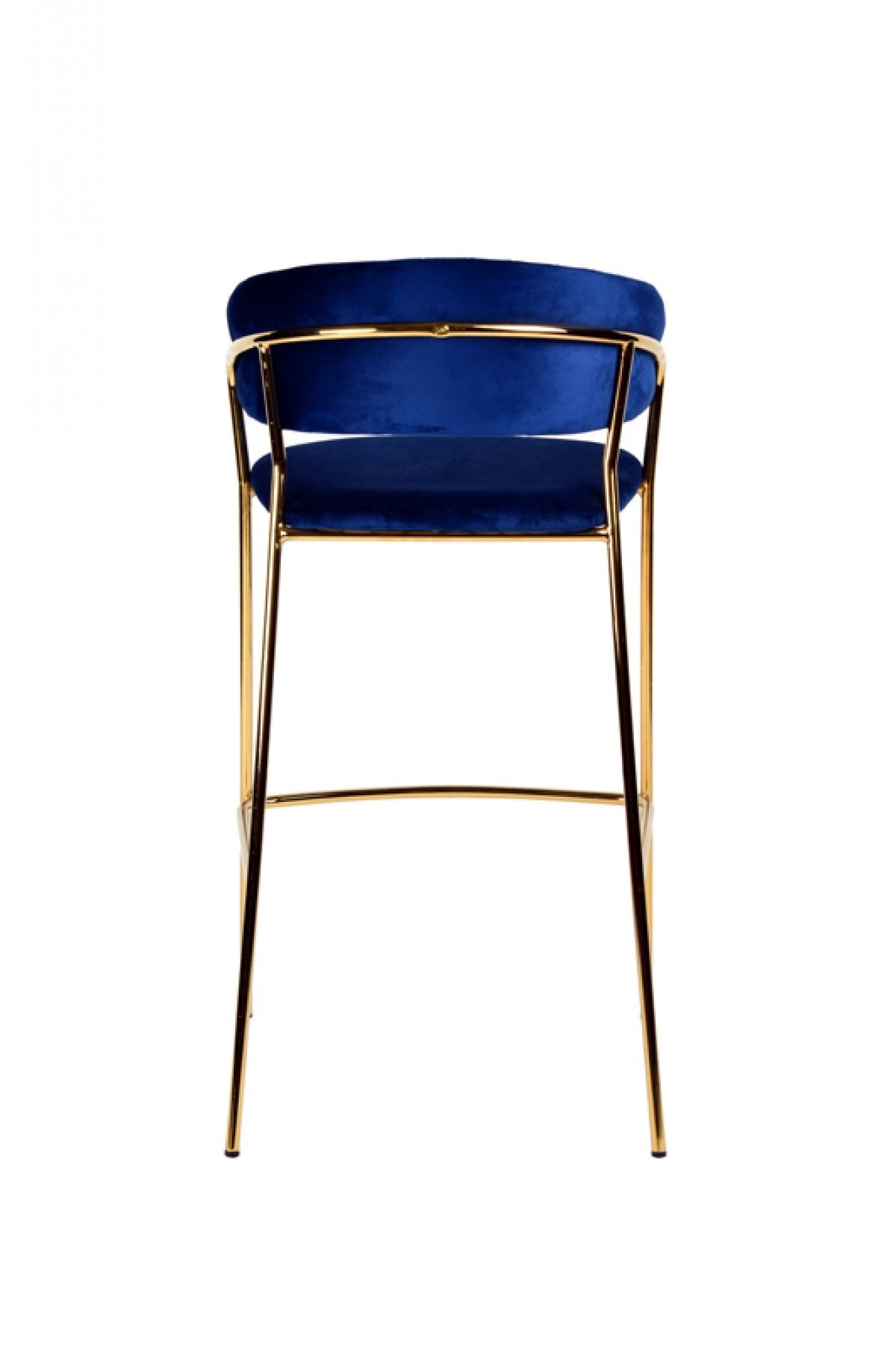 Set Of Two 40" Blue And Golden Steel Low Back Bar Height Bar Chairs With Footrest By Homeroots | Bar Stools | Modishstore - 4