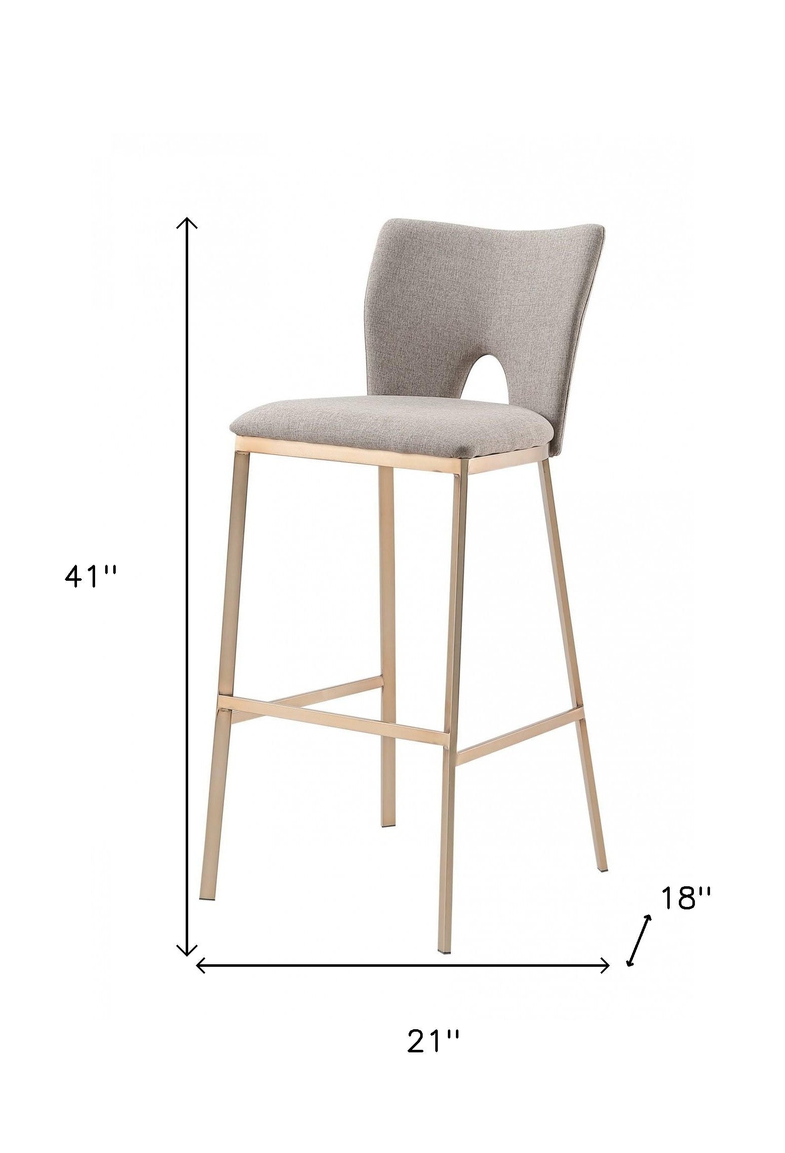 Set Of Two 41" Grey And Brass Bar Height Chairs With Footrest By Homeroots | Bar Stools | Modishstore - 7