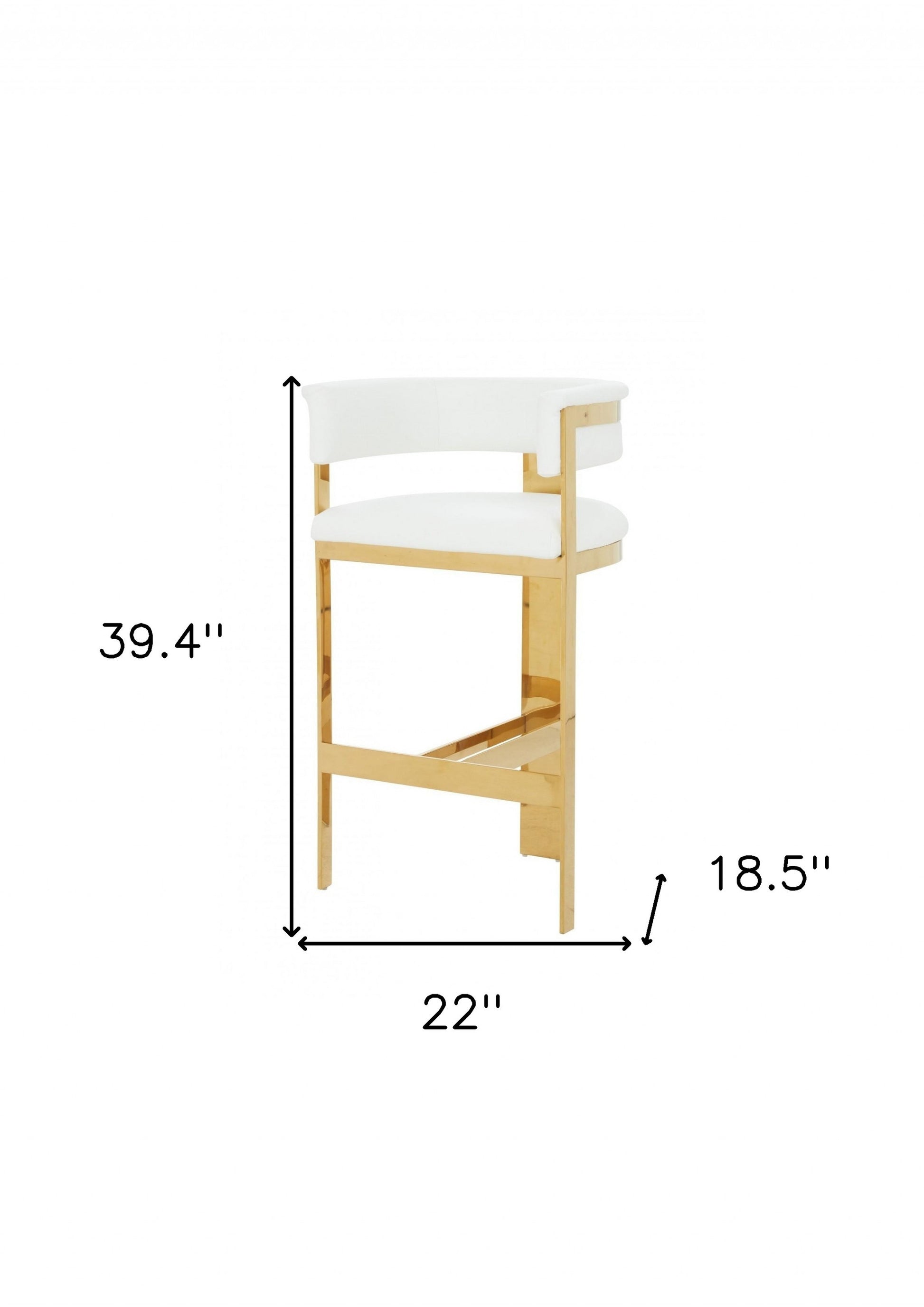 39" White Faux Leather And Stainless Steel Low Back Bar Height Chair With Footrest By Homeroots | Bar Stools | Modishstore - 6