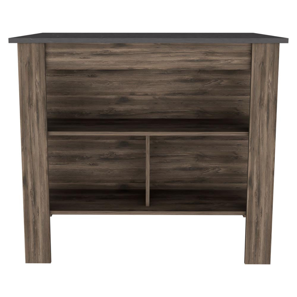 Dark Brown and Onyx Kitchen Island with Three Storage Shelves By Homeroots | Kitchen Carts | Modishstore - 4