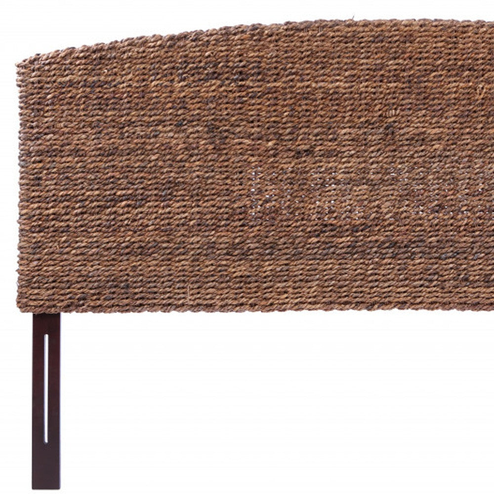 Brown Natural and Rustic Woven Banana Leaf Curved Queen Size Headboard By Homeroots | Headboards | Modishstore - 3