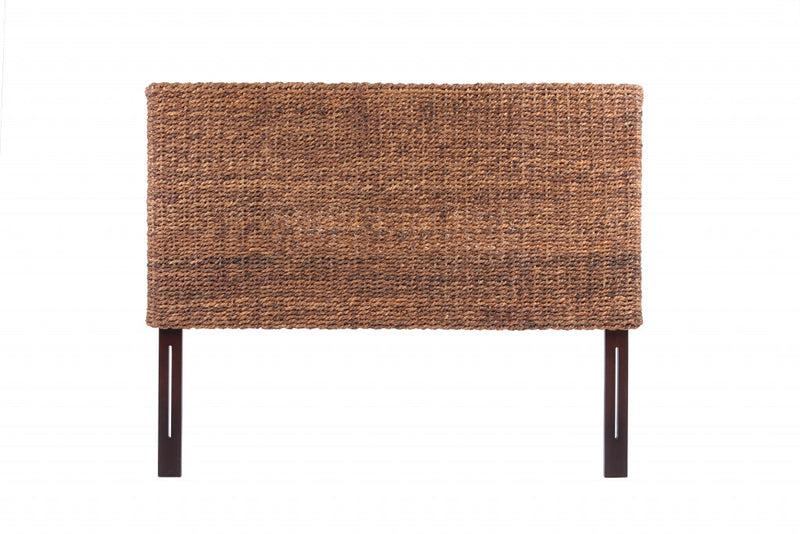 Brown Natural and Rustic Woven Banana Leaf Straight Queen Size Headboard By Homeroots | Headboards | Modishstore