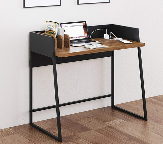 Contemporary Brown and Black Computer And Writing Desk with USB Port By Homeroots | Desks | Modishstore