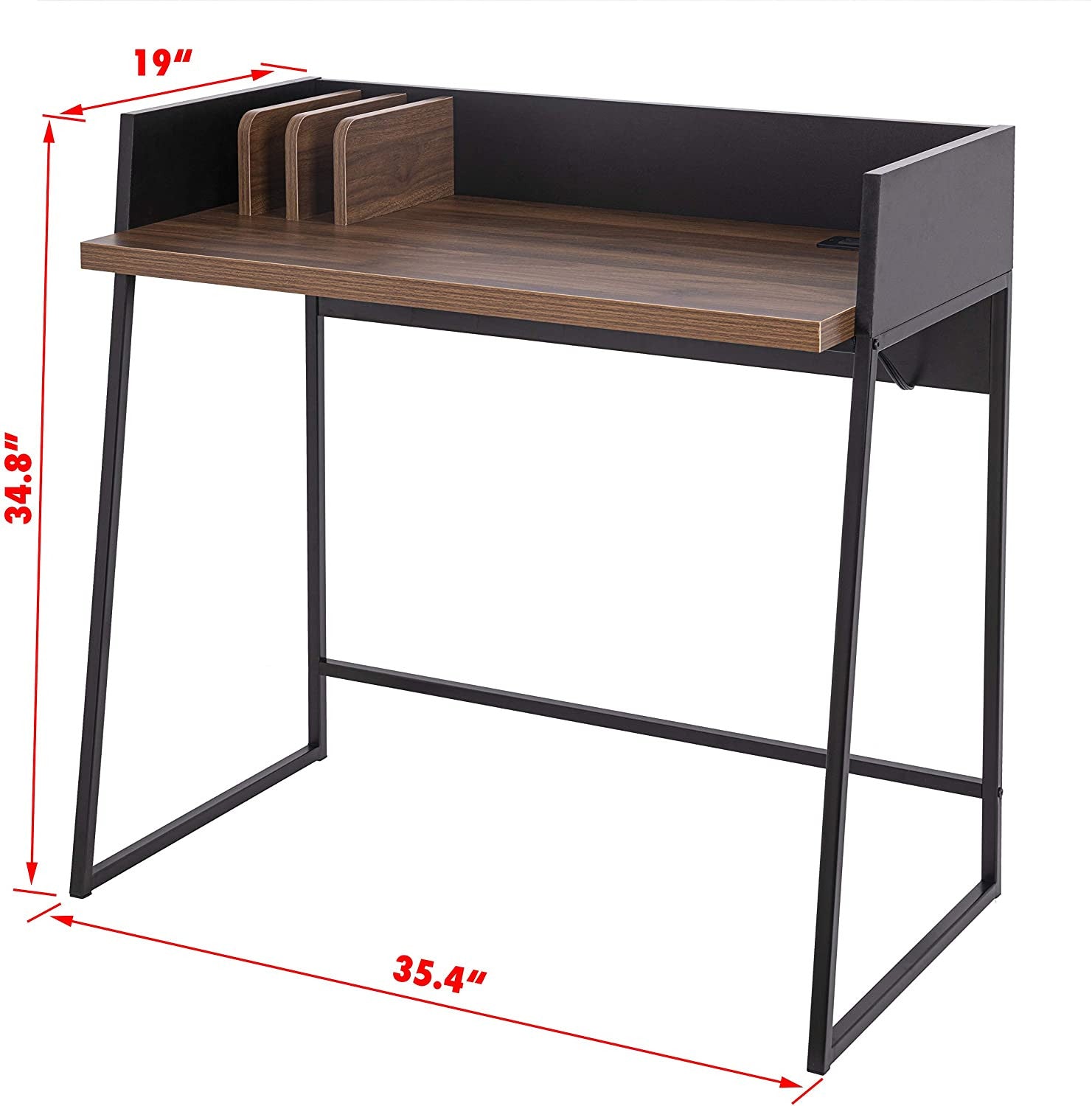 Contemporary Brown and Black Computer And Writing Desk with USB Port By Homeroots | Desks | Modishstore - 3