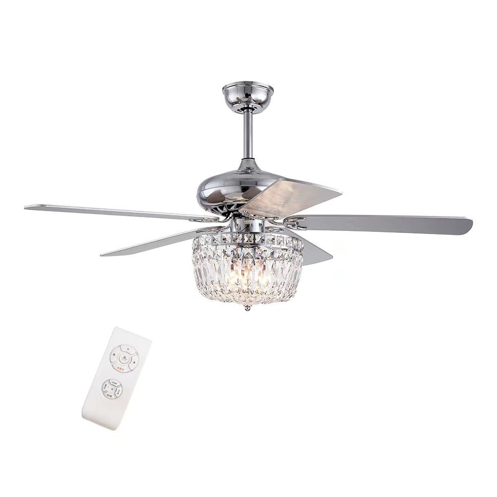 Silver And Faux Crystal Mod Chandelier Ceiling Fan By Homeroots | Ceiling Lamps | Modishstore - 8