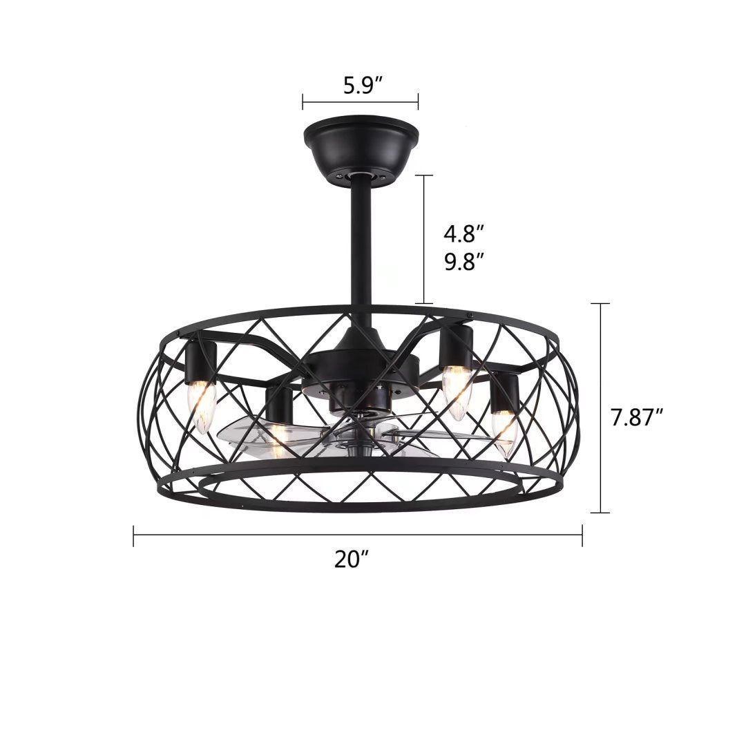 Industrial Caged Ceiling Lamp And Fan By Homeroots | Ceiling Lamps | Modishstore - 7