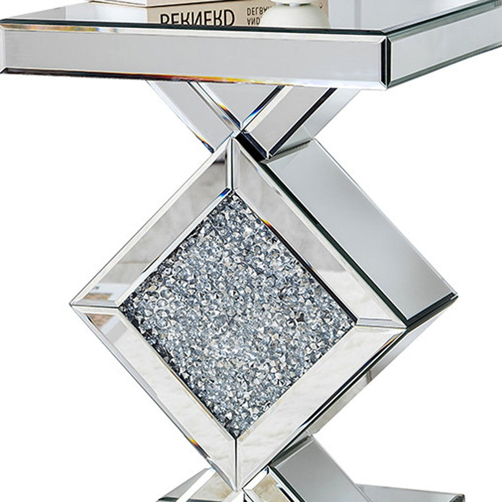 Diamond Silver Mirrored Side Table By Homeroots | End Tables | Modishstore - 3