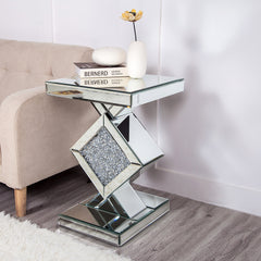 Diamond Silver Mirrored Side Table By Homeroots