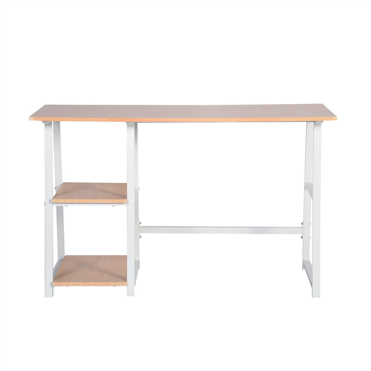 Modern Geo Beech Home Office Table With Storage Shelves By Homeroots | Desks | Modishstore - 5