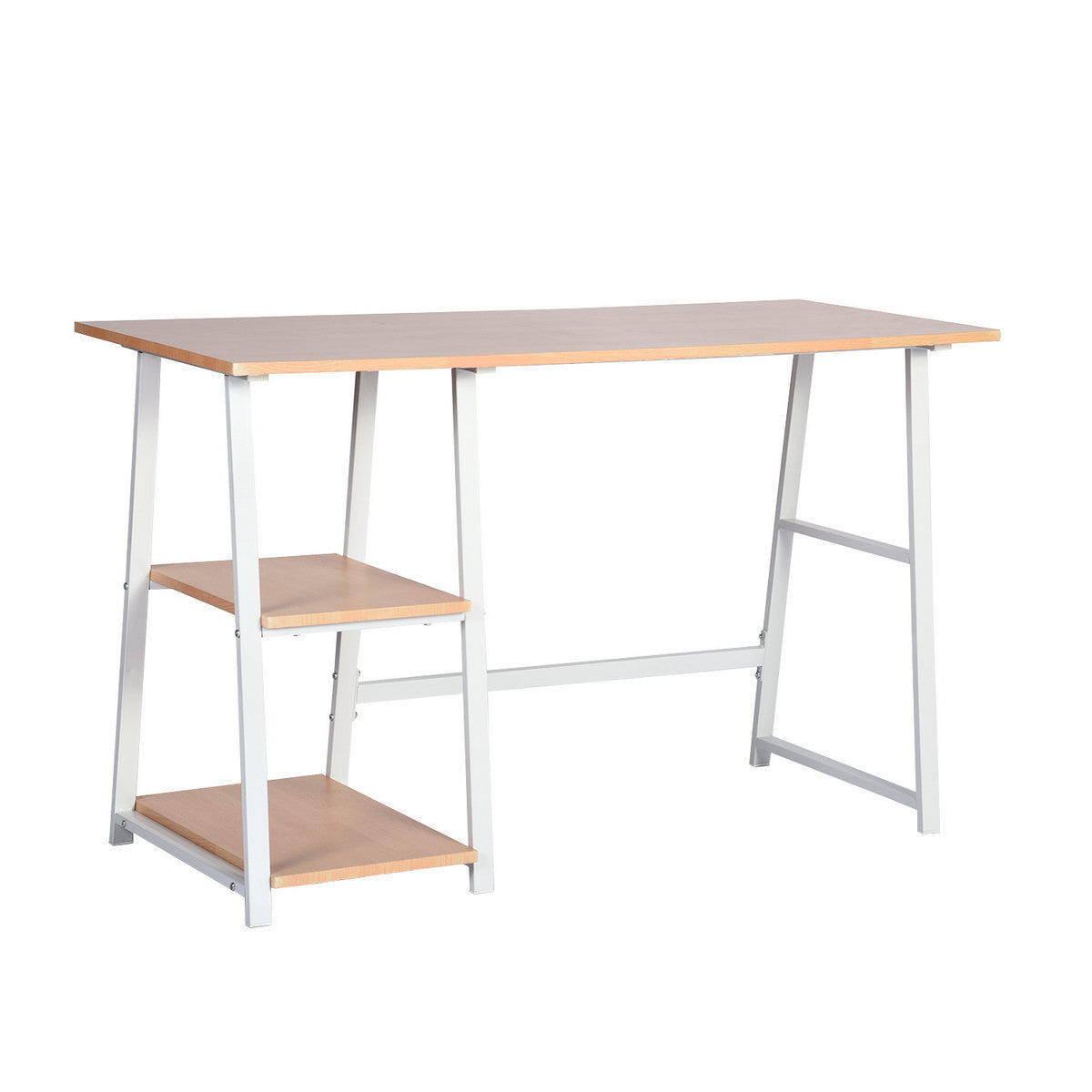 Modern Geo Beech Home Office Table With Storage Shelves By Homeroots | Desks | Modishstore - 6