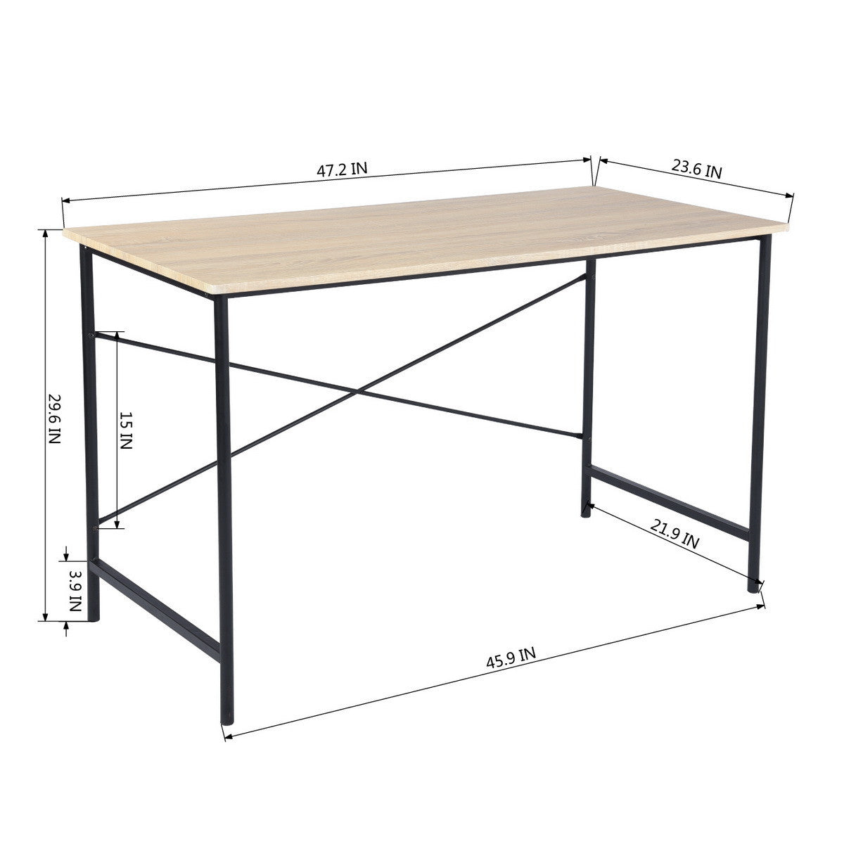 Modern Geo Oak Finish Work and Study Computer Table By Homeroots | Desks | Modishstore - 7