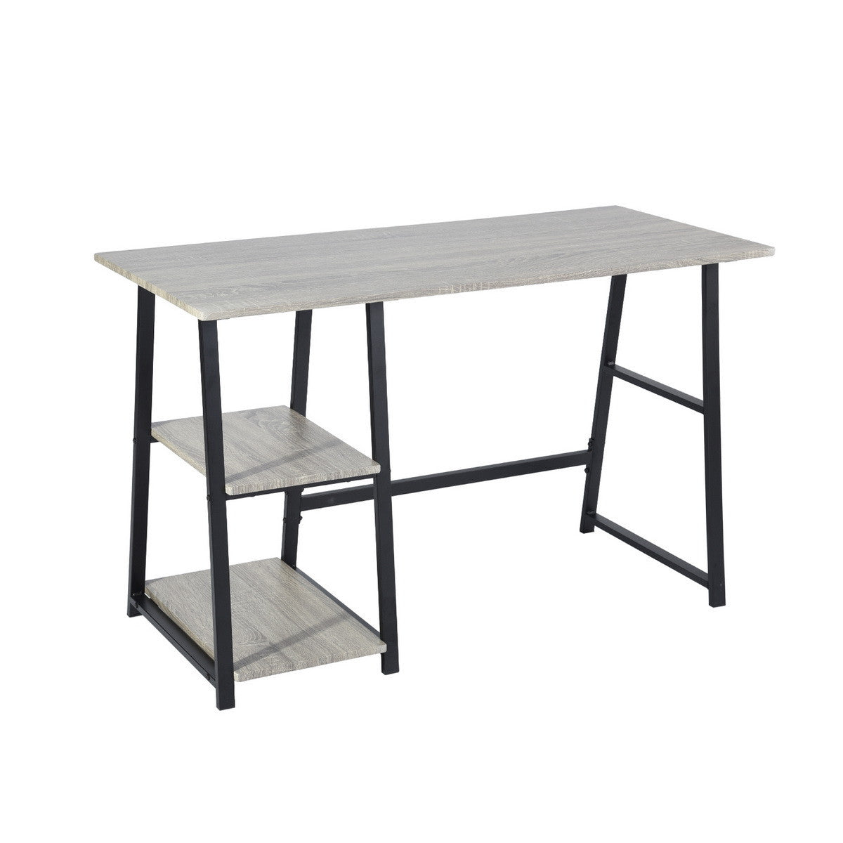 Modern Geo Dark Grey Home Office Table With Storage Shelves By Homeroots | Desks | Modishstore - 6